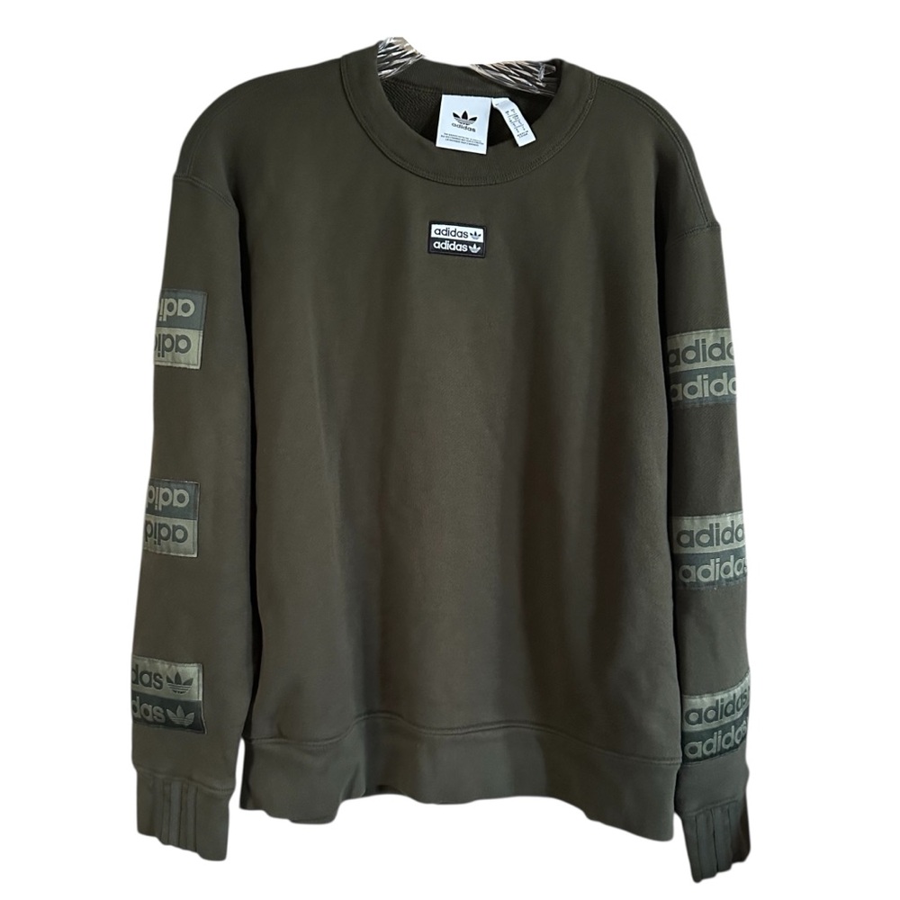 ADIDAS TREFOIL Olive Green Adidias Patches Sweatshirt